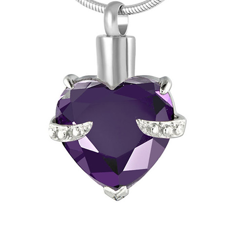 0022 memorial cremation jewellery amethyst heart